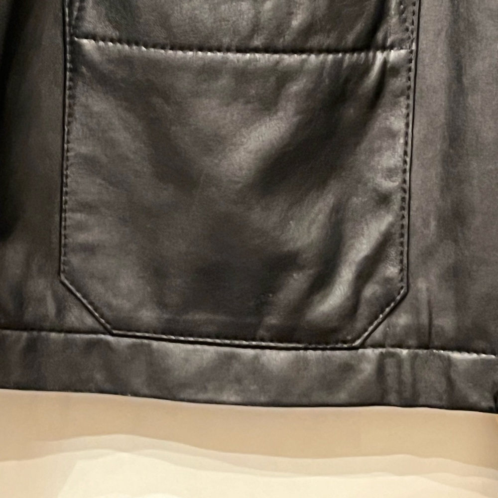 Gap Black Leather Button Front Jacket Size Xl. - image 3